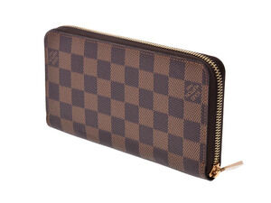Louis Vuitton Damier Wallet Long Brown Zippy Leather